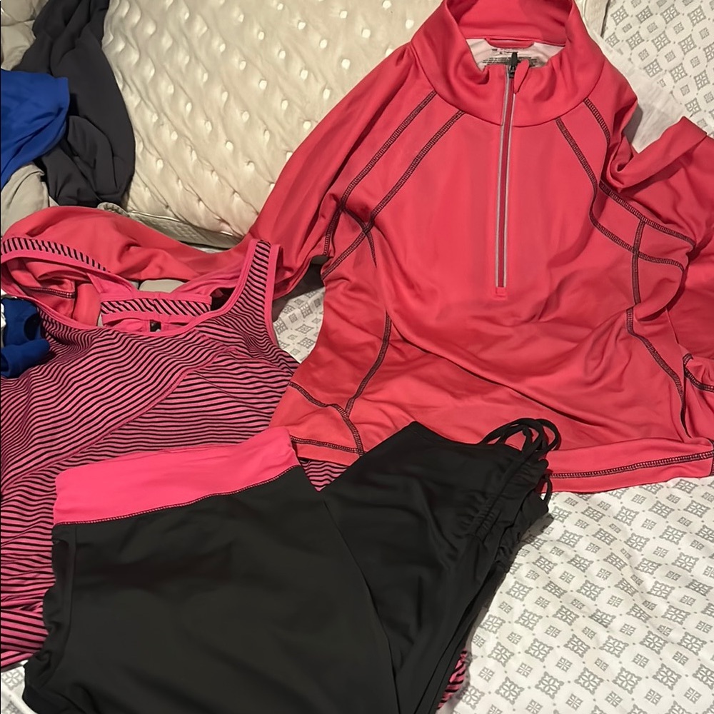 Tek Gear Pink and Black 3 Piece Activewear Set - XL